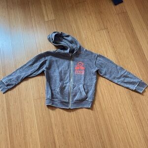 Kids' Gray Zip-Up Hoodie with Coral Accent